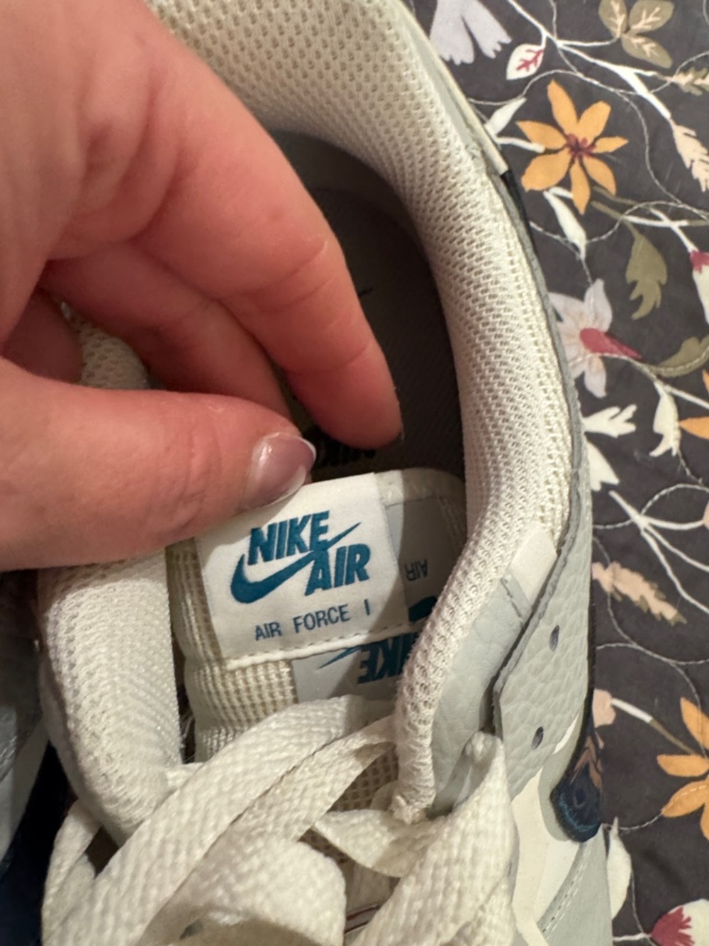 Nike Air Force 1 Low White with Iridescent Teal Swoosh - Picture 7 of 7